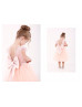 Peach Lace Tulle V Back Flower Girl Dress